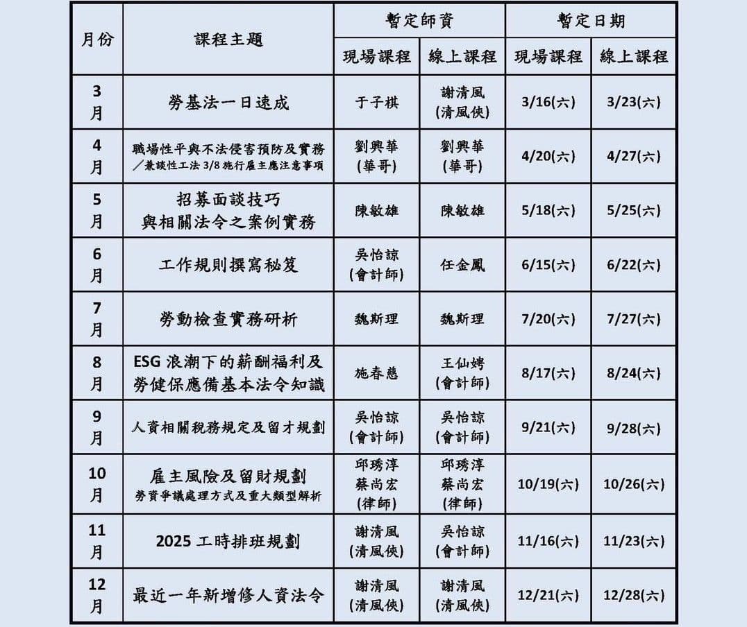 2024年人資法律讀書會